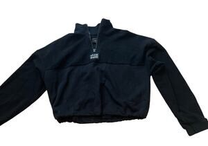 Factorie AU Black Cropped Pullover Hoodie XS Stnd Esntl Cotton
